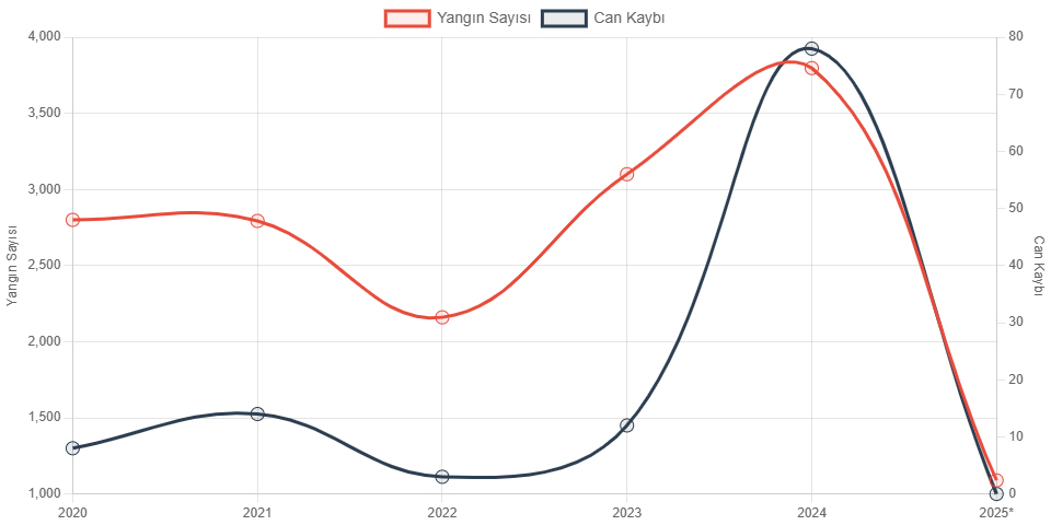 2020-2025 Türkiye Yangın İstatistikleri